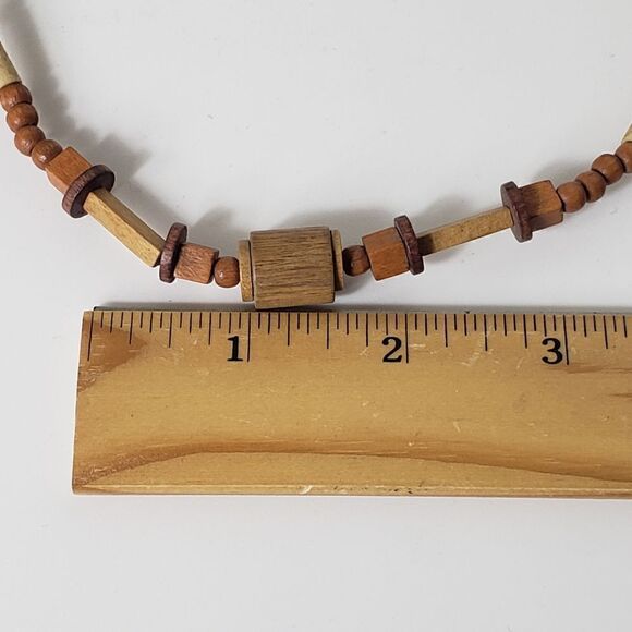 VINTAGE ARTISAN Wooden Bead Minimalist Necklace - Picture 7 of 7